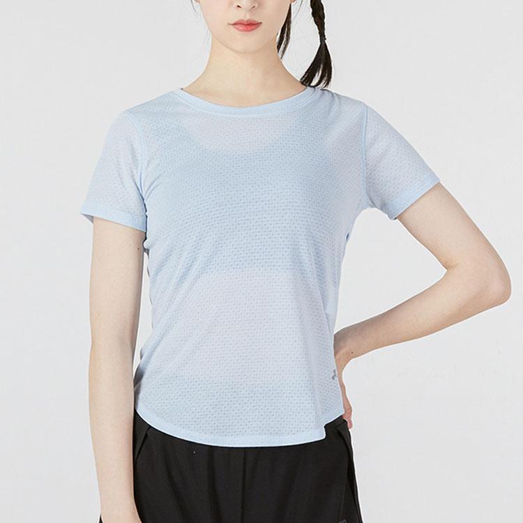 Under Armour Solid Color Crew Neck T-Shirt Women Tops Light-Blue 1361371-438