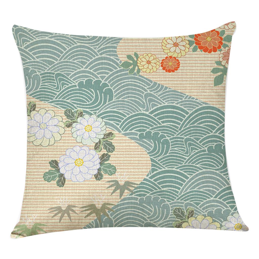Japanese Style Cotton Linen Cushion Cover For Sofa Fish Series Pillow Cover Home Decorative 45X45Cm Fundas De Cojin