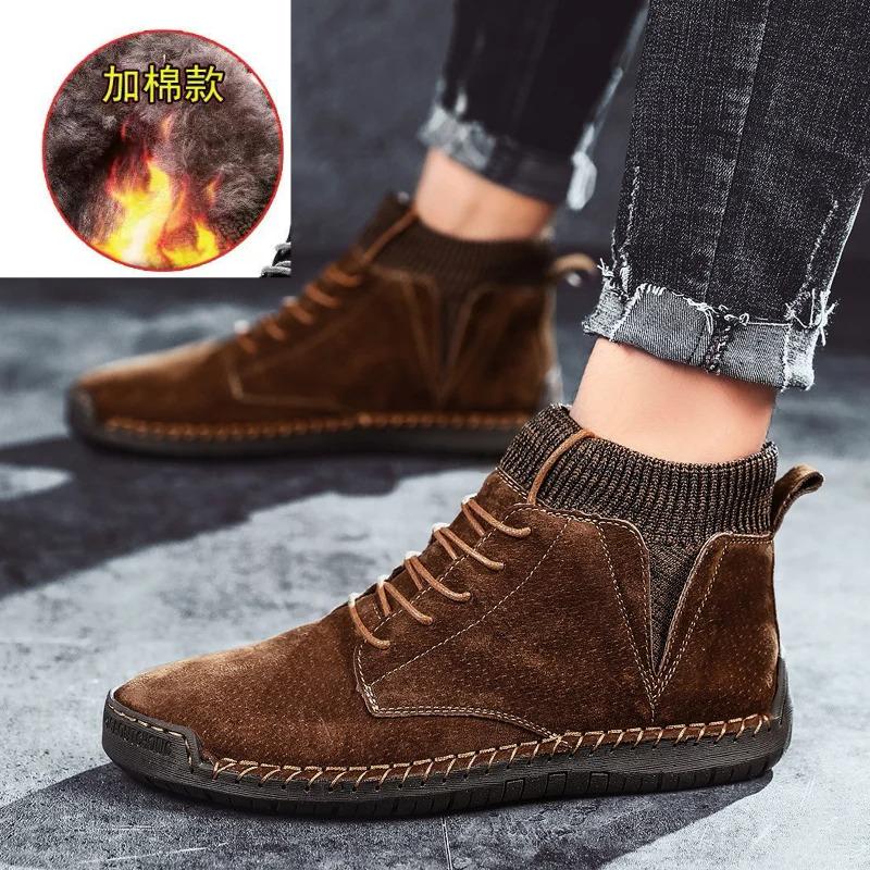 Size 48 Mens Shoes Handmade Ankle Boots for Men Leather Shoes Autumn Outdoor Hiking Boots Sneakers High Top Footwear Anti Slip
