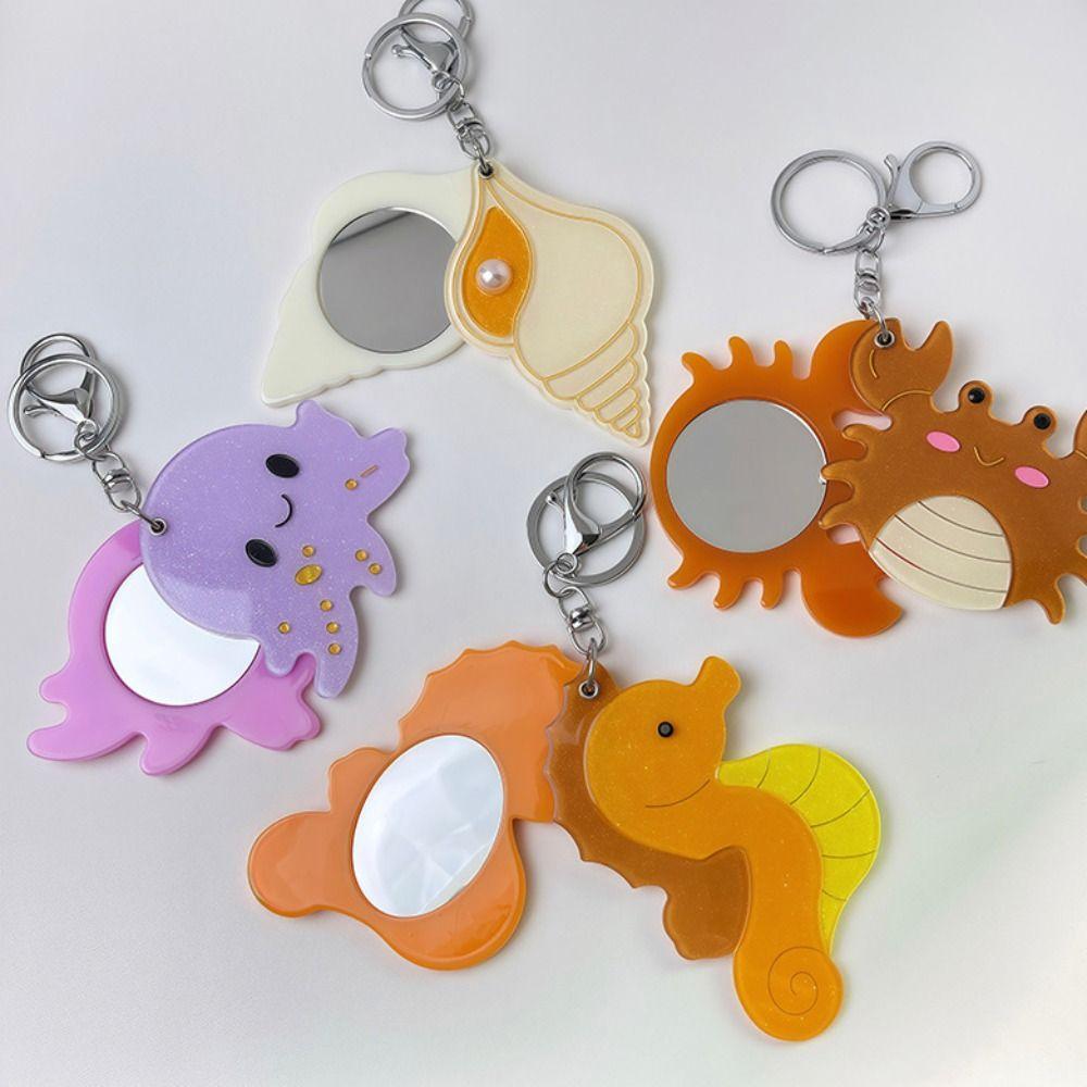 Keyring Mirror Pendant Whale Animals Bag Pendant Creative Acrylic Keychain  Unisex
