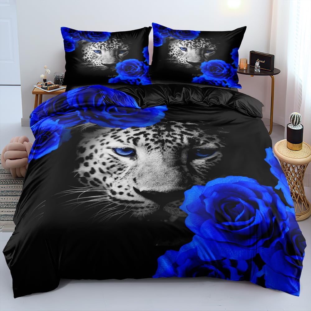 Blue Flowers Duvet Covers For Kids Teens Adults Queen King Lightweight Quilt Cover With 2 Pillowcases Nature Themed Bedding Sets