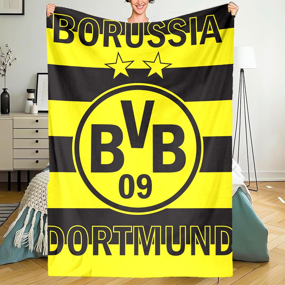 Borussia Dortmund Thema Bedruckte Decke - Perfekt für Sofa, Bett, Reisen & Outdoor-Nutzung | Maschinenwaschbar, Gemütlich & Langlebig.