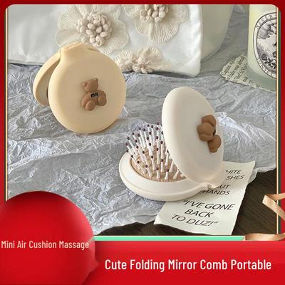 Mini Tragbarer Klappspiegelkamm - Niedliches Luftkissen-Massage-Design