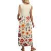 Sleeveless Floral Print Maxi Dress for Women Casual Waist Defined Long Dress Lightweight Summer Style Crew Neck