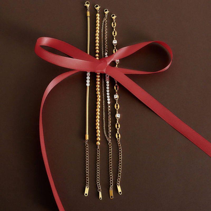 European and American Ins-Style Jewelry Titanium Steel Rhinestone Zircon Gold Simple Stackable Bracelet Plated with 18K Gold That Does Not Fade