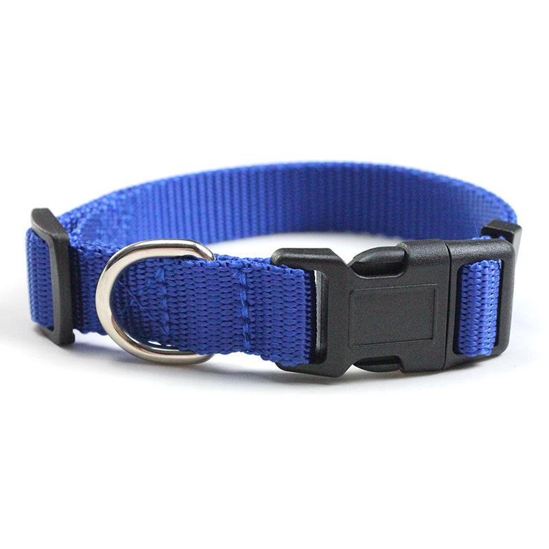 Adjustable Solid Color Polyester Pet Collar with Alloy Buckle for Cats and Small-Medium Dogs