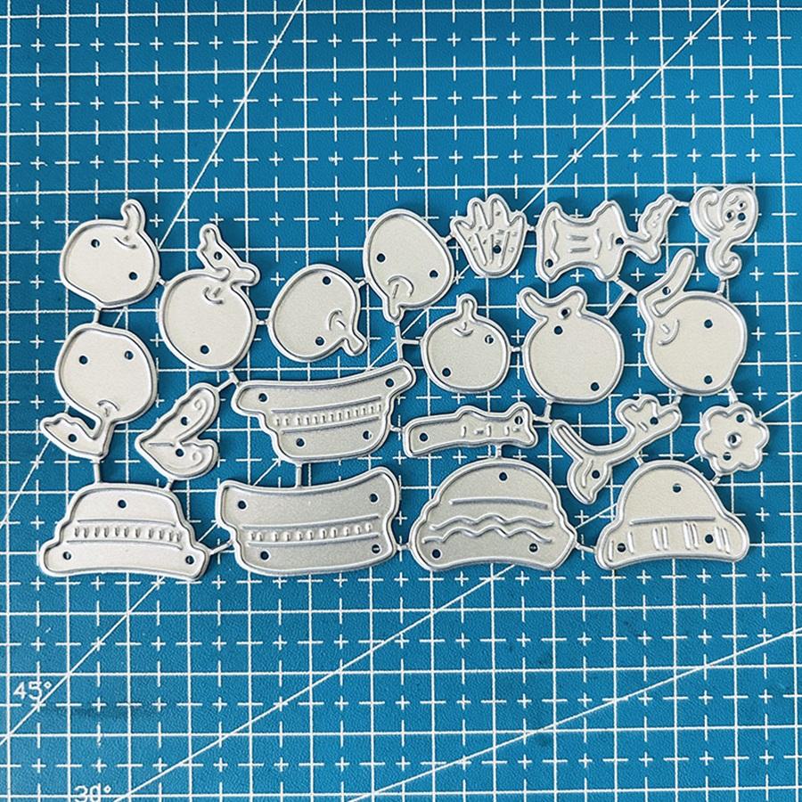 Row of Hats and Apples Metal Cutting Dies Stencils for Scrapbooking/Photo Album Decorative Embossing Paper Cards Crafts