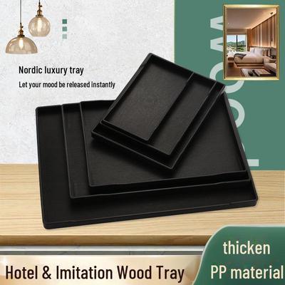Rectangular Hotel Tray: Plastic Plate, Water Cup Storage for Bathroom or Restaurant.