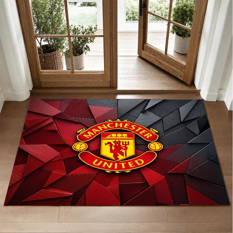 Manchester United Design Crystal Velvet Rug Soft Decorative Mat for Bedroom Entrance