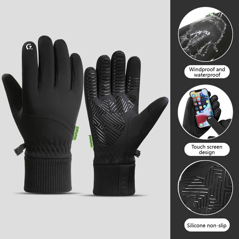 Durable And Safe Getinfit Cycling Gloves Winter Warmth Men Touch Screen Fleece Waterproof Anti-Slip Touch Screen Fishing Hiking Running Sports
