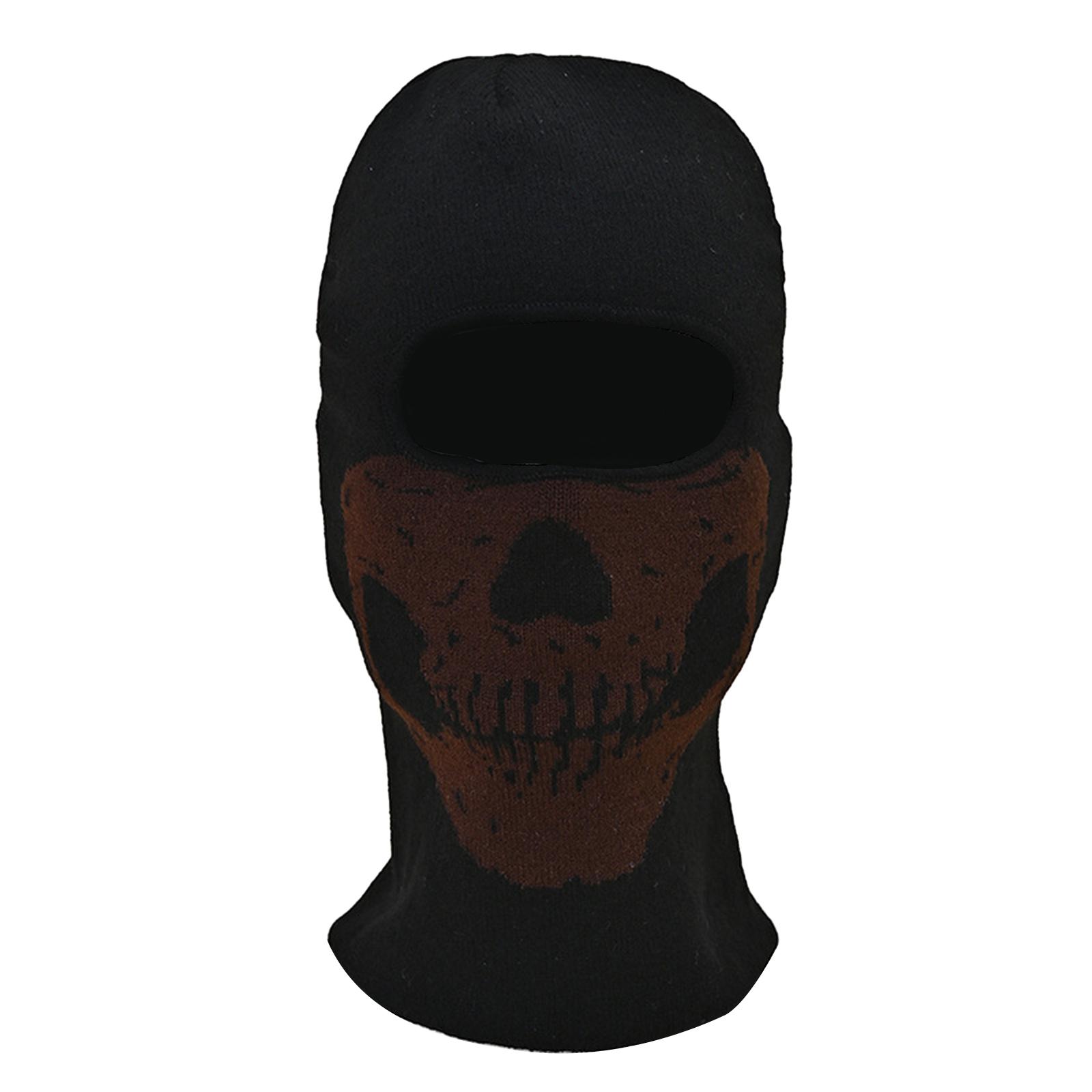 

Wacky Balaclava Hat for Adult Autumn Winter Knitted Hat Halloween Party Photography Props Skull Pattern Knitted Cap коричневий