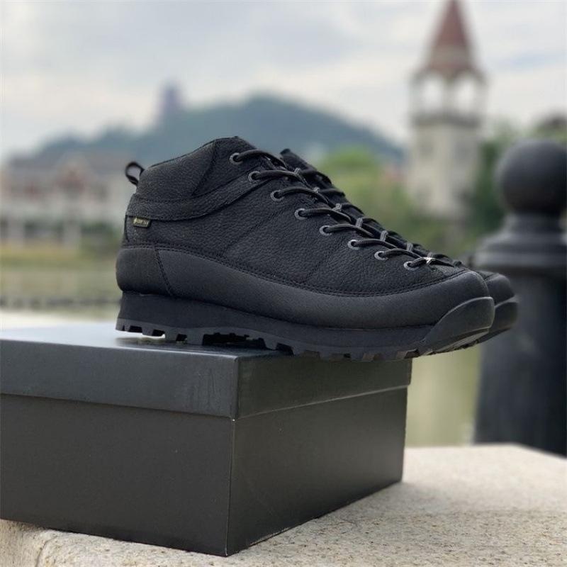 Fashion lychee pattern first layer cowhide outdoor waterproof and non-slip mountaineering shoes wear-resistant men s luck 45 чёрный