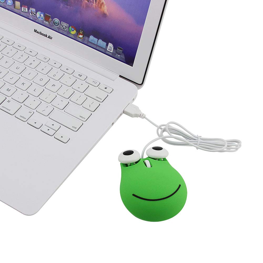 Wired Mouse Small Cute Frog Mouse USB Wired Optical 1600DPI Cute Animal for Lightweight Portable Symmetrical Compatible with Women/Kids