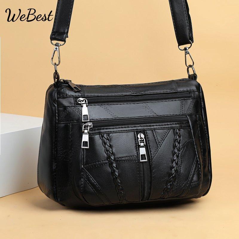 

PU Leather Shoulder Crossbody Bag with Large Capacity чёрный
