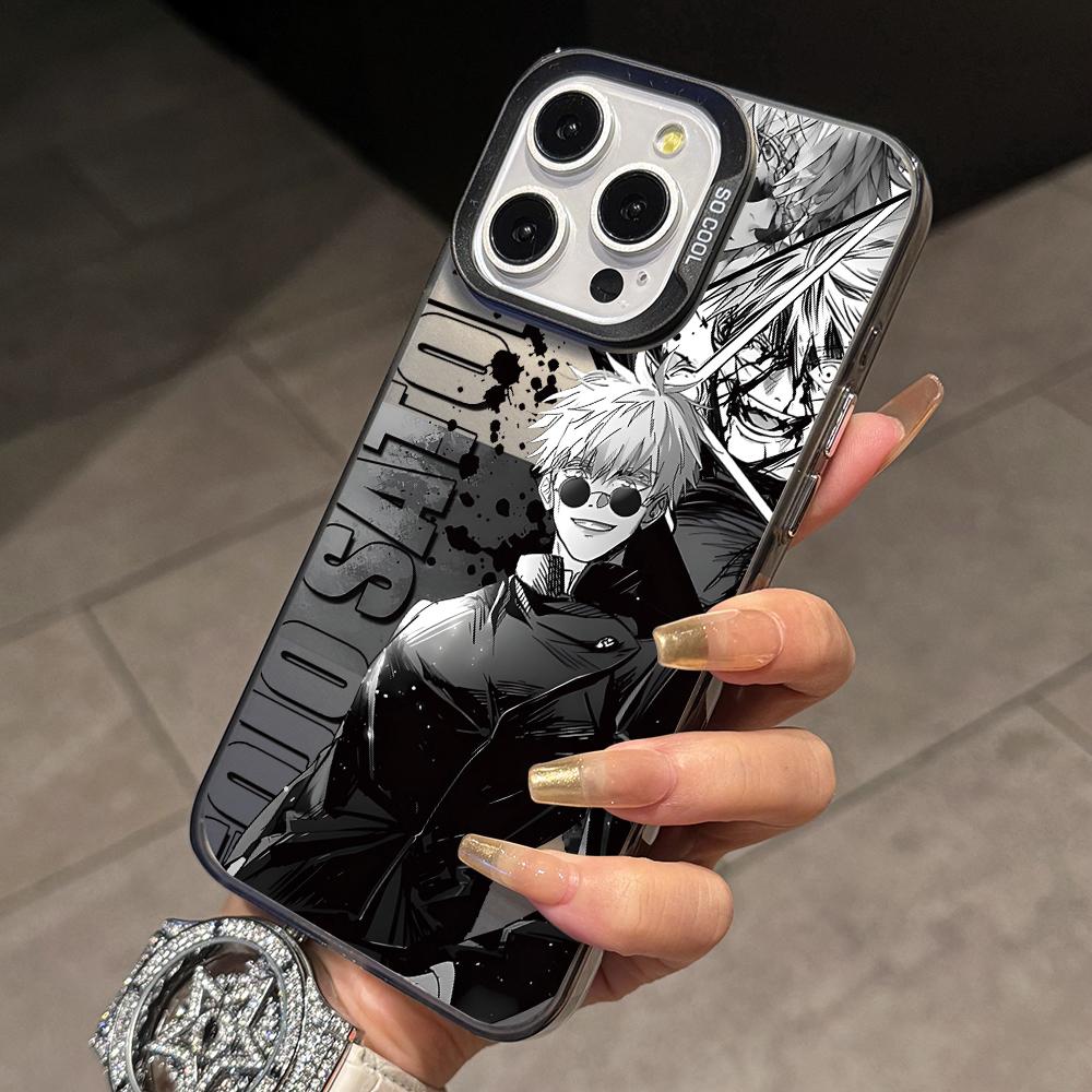 Jujutsu Kaisens Gojos Getos Phone Case for iPhone 17 Air 16 16e 15 14 Plus 13 12 11 Pro Max X Xs XR 8 Colorful Silver Hard Cover