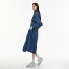 LAP Cut-Out Detail Shirt Collar Long Denim Dress Aq1Do262