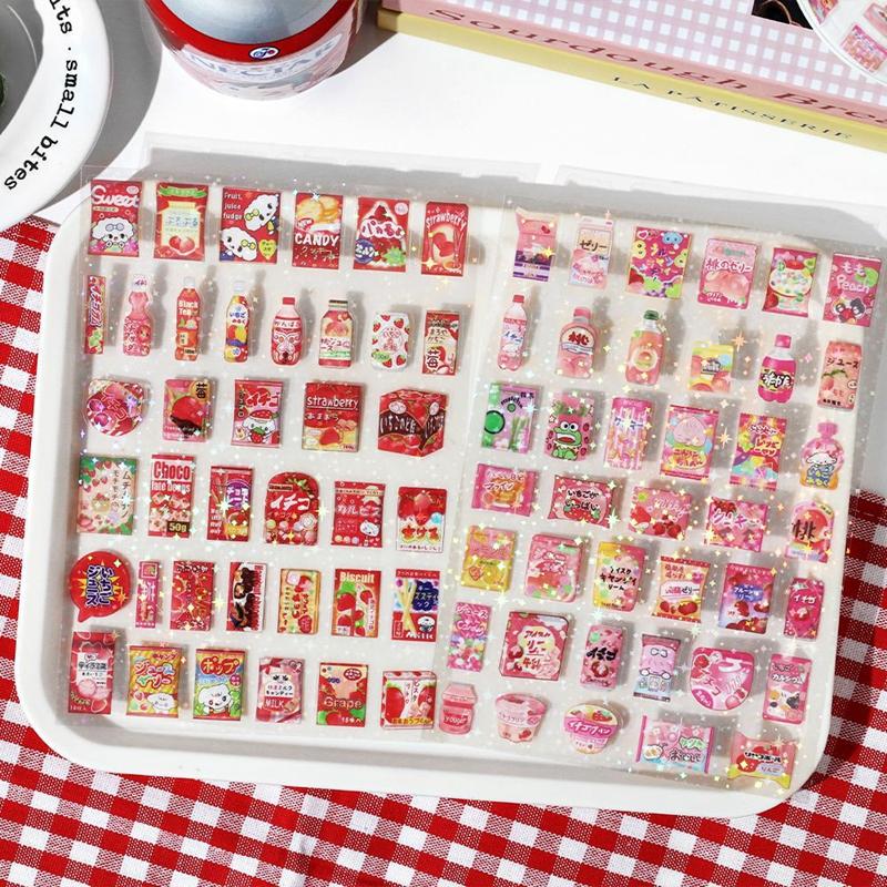 1 Sheets Cute Snacks Beverages Decorative Stickers Star Flash Film Scrapbooking DIY Collage Material Sticker Korean Stationery