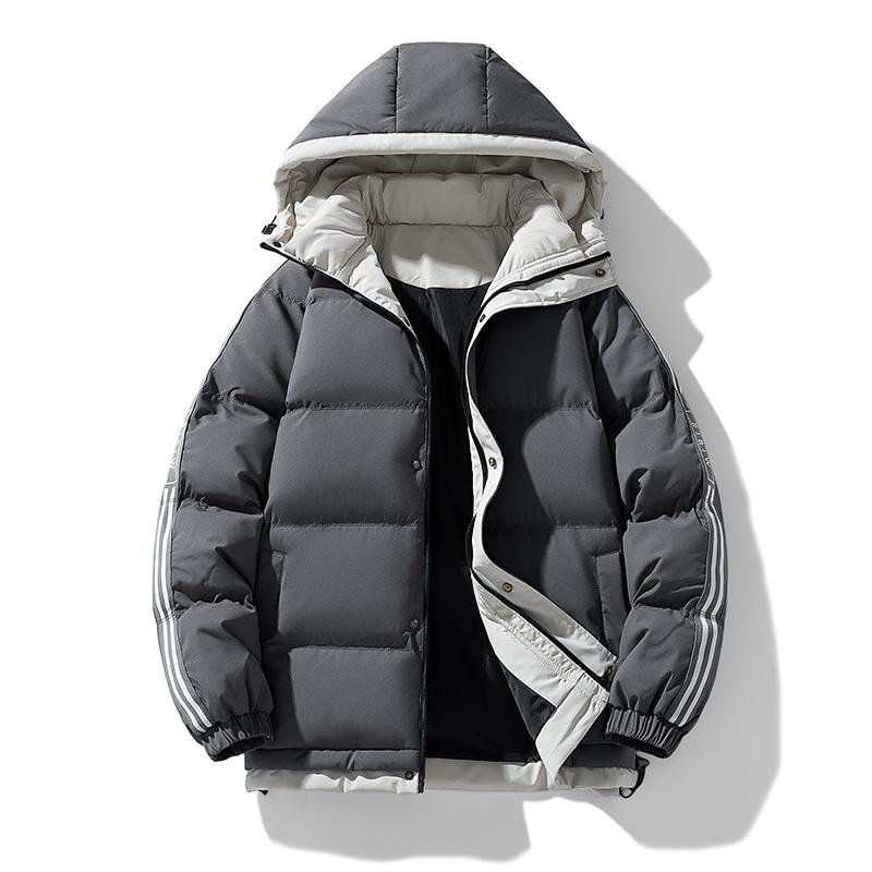 Casual down cotton jacket men's autumn and winter new young and middle-aged Hong Kong style cotton jacket loose plus size hooded cotton jacket