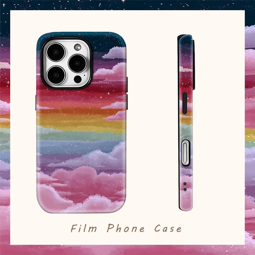 Pastel Starry Sky Cloud Phone Case for IPhone 17AIR 16E 16 15 14 13 12 11 17 Pro Max Plus Double-layer Back Cover