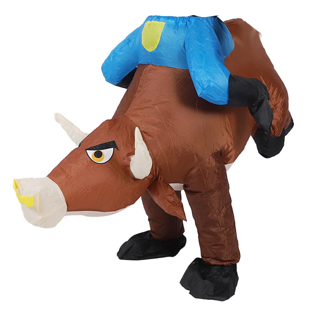 Nafukovací kostým býka pre dospelých Zábavný nafukovací kostým jazdca na býkovi s ventilátorom na Halloweensku Cosplay Párty Oblečenie Hračka