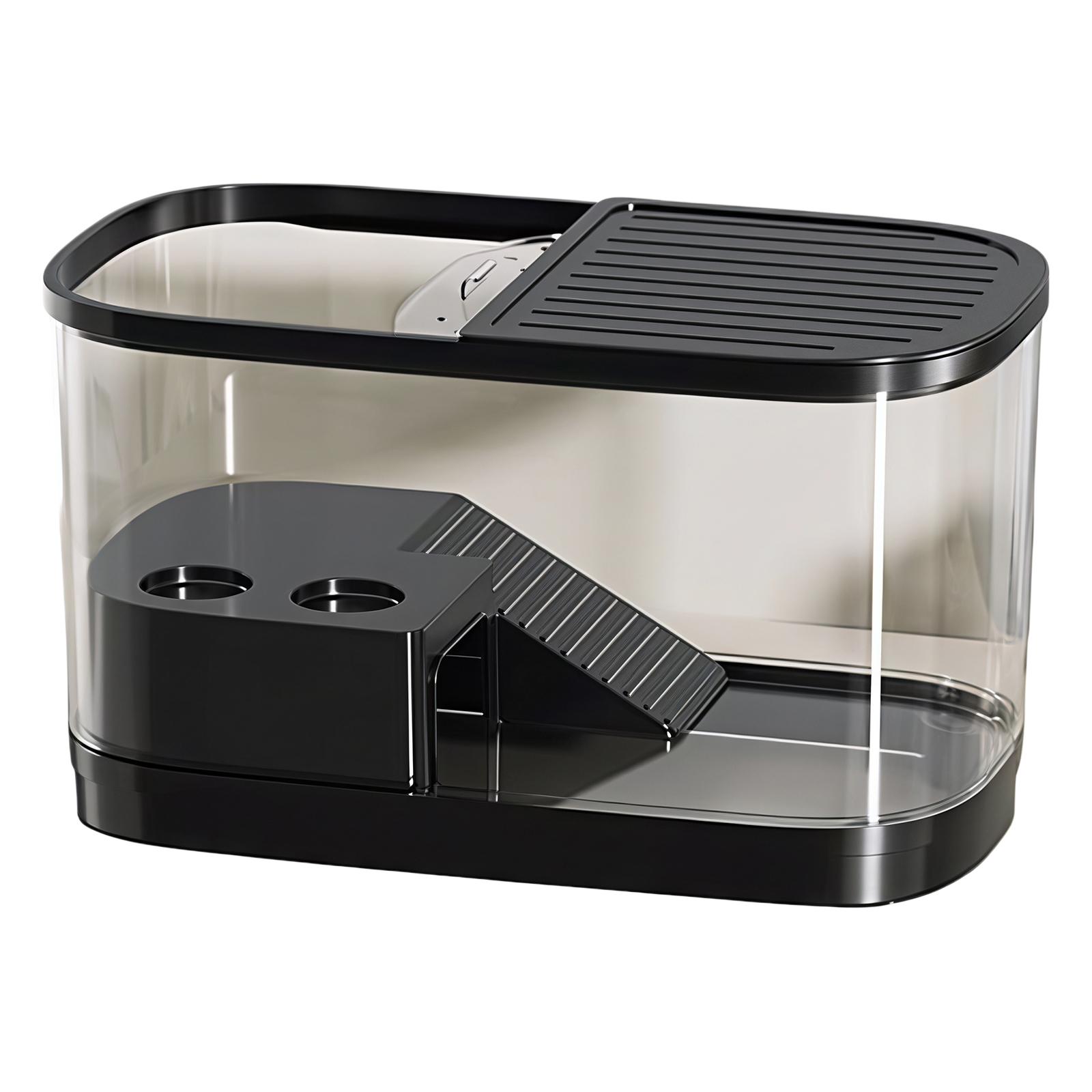 

Turtle Breeding Tank with Basking Platform Multi-function Area Small Transparent Tank for Turtle Crabs Fishes Amphibian Reptiles чорний