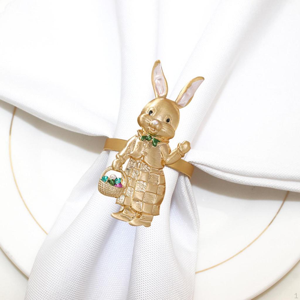 Easter Bunny Rabbit Napkin Rings Holders Dining Table Exquisite Serviette Buckle for ARI
