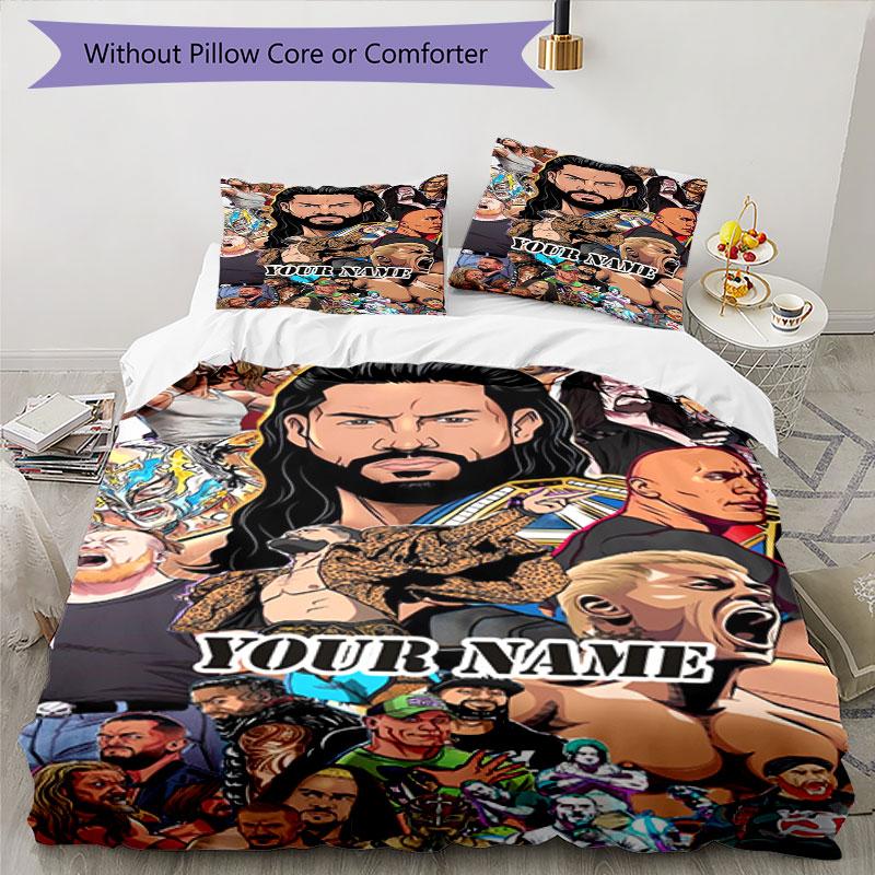 3PC Custom Name Legend Collage Bedding Set Printed Bedding Set Duvet Cover Closure Includes 1 Duvet Cover & 2 Pillowcases for All Seasons Bedroom