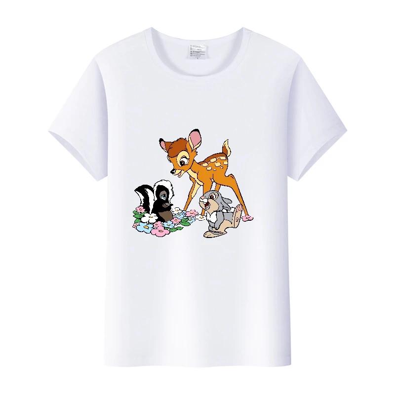 Mode Bluse Disney Cartoon Bambi Mädchen T-Shirts Sommer Crop Tops Ästhetisch Y2K Harajuku Kurzarm Kleidung Für Frauen T-Shirts