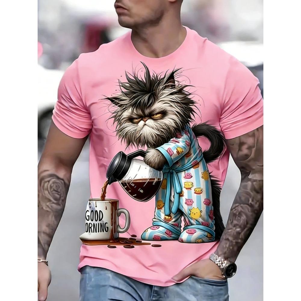 Summer Interesting Animal 3D Printed Men's T-shirt Loose Breathable Large Size Short Sleeved T-shirt