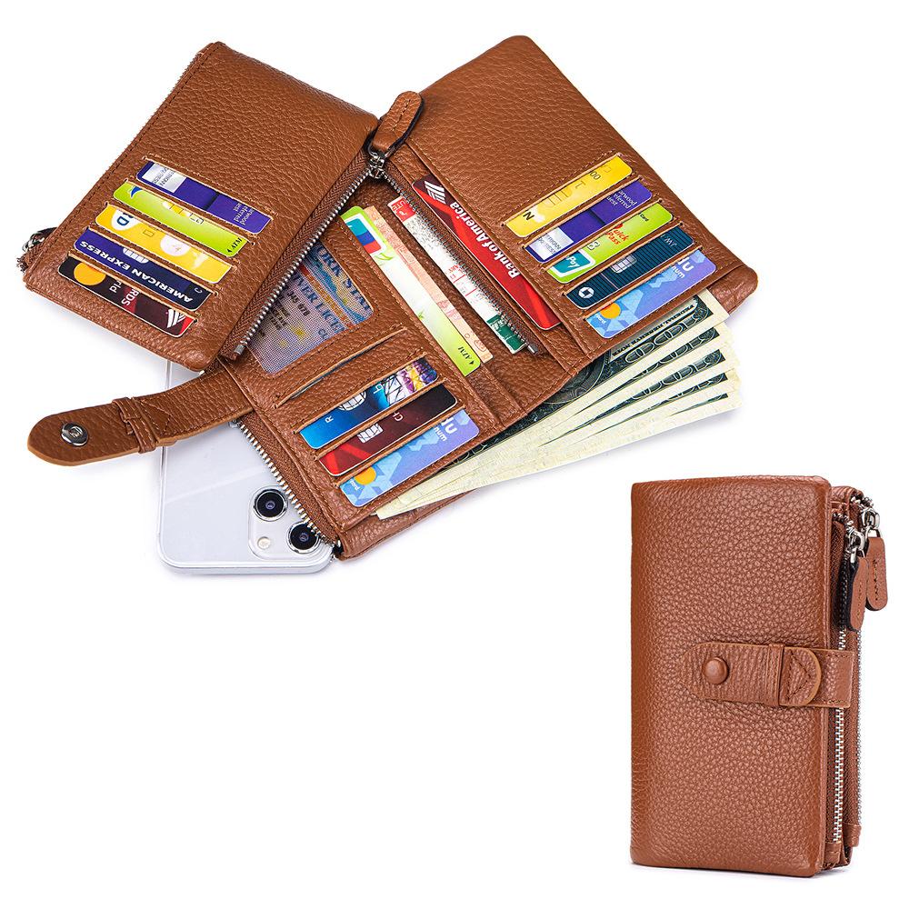 

Новый женский кошелек из мягкой кожи высокого класса, короткий, большой вместимости, модный складной маленький кошелек, съемный кардхолдер коричневый