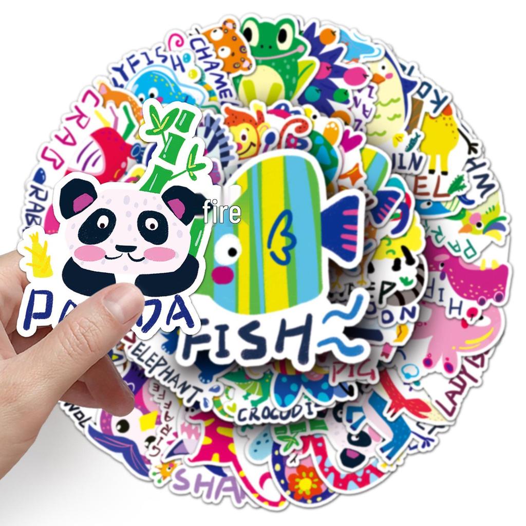 50 Cute Animal Cartoon Waterproof Stickers for Cognitive Development - Ideal for Phones, Luggage, Skateboards & More