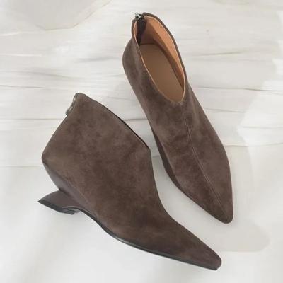 2024 Ankle Boots for Women  Autumn Pointed Toe Zipper Chunky Low Heel Short Boot Fashion Female Casual Shoes Botas De Mujer