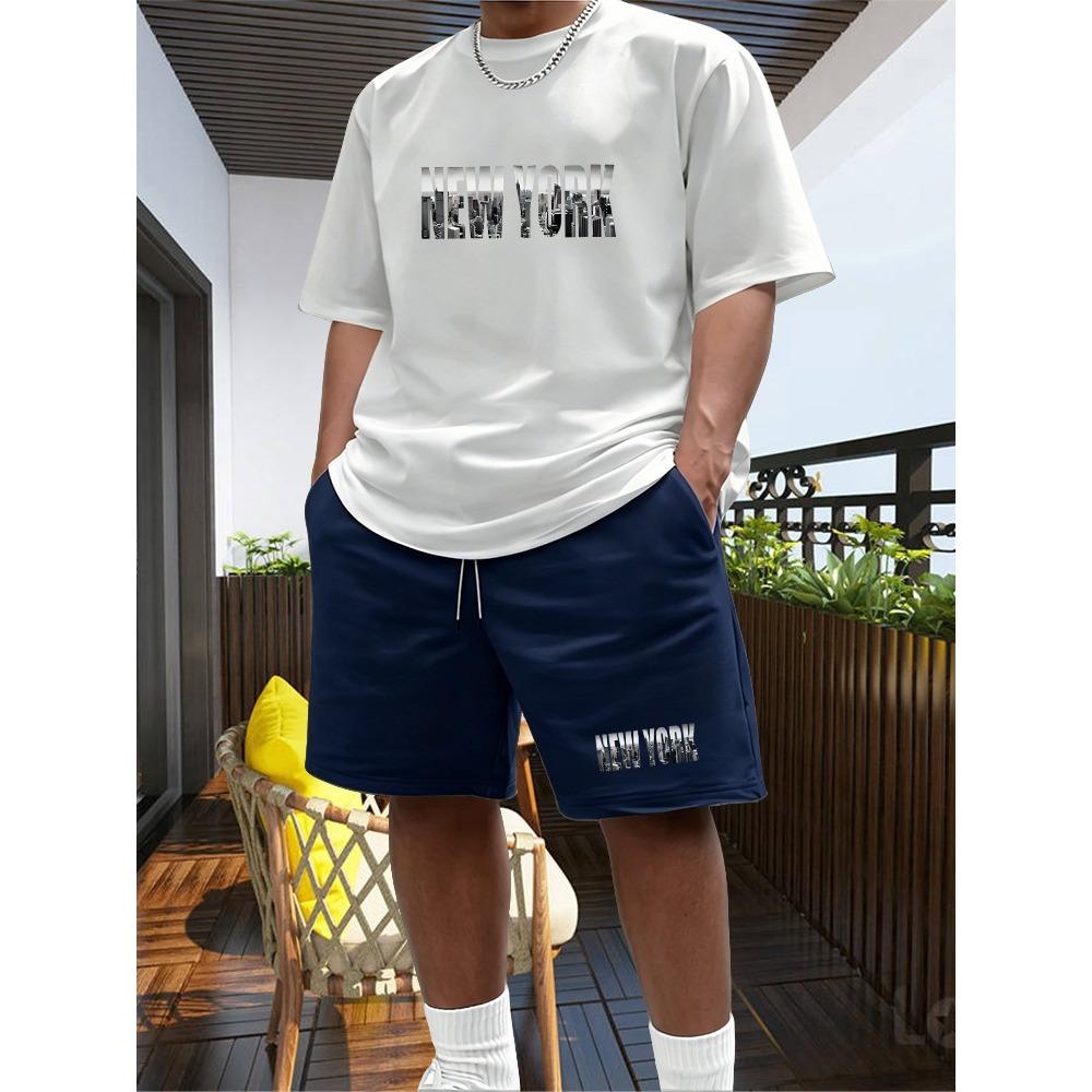 Summer Sportswear Men's Suit Fashion Two Piece Sports Fitness Running Casual Quick Drying Short Sleeved Shorts Set Men