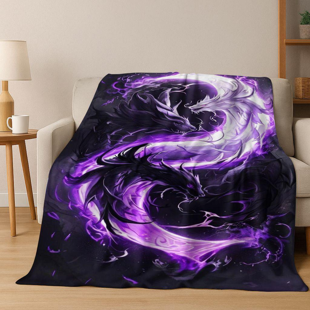 

Magic Dragon Mythology Art Chinese Loong Cartoon Flannel Blanket,Cozy Soft Throw Blanket for Home Bedroom Bed Sofa Cover Kid 75x90cm