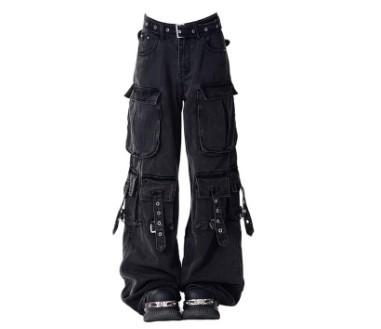 

Ladies Straight-leg Black Jeans, Workwear Trousers, Long Pants L чёрный