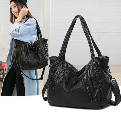 Damentasche, modisch, lässig, gewaschenes Leder, Umhängetasche, weiche Ledertasche, Mama-Tasche