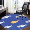 1pc Fish Ocean Office Round Area Rug, Indoor Mat Suitable ForOffice, Under Office Chairs Bedroom Living Room Home Decor, Room Decot236