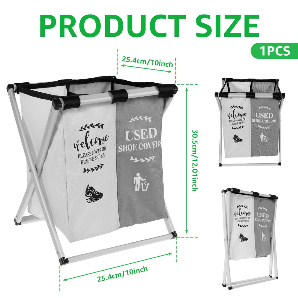 2 Grids Storage Basket Oxford Fabric Waterproof Laundry Basket with Sign Foldable Storage Bin Shoe Cover Holder for Home Office
