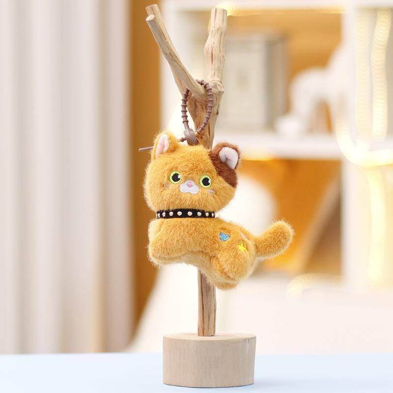 Cute Plush Kitten Keychain Bag Charm Adorable Stuffed Animal Pendant Accessory 12cm
