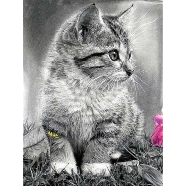 DIY 5D Diamond Painting Fluffy Kitty Diamond Mosaic Cross Stitch Kits Home Decoration Full Round Diamond Embroidery