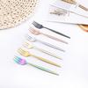 4PCS Stainless Steel Cutlery Rainbow Cake Fruit Fork Dinner Salad Fork Tableware Gold Dessert Fork For Hotel Party Kitchen Tool