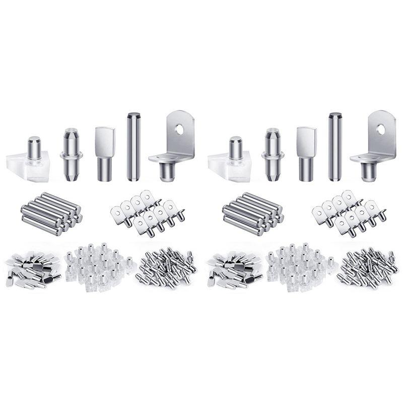 ABWR-240Pcs Shelf Pegs Kit, 5 Styles Shelf Pins Shelf Support Pegs, Cabinet Shelf Pegs For Shelves Bookcase Bookshelf Pegs