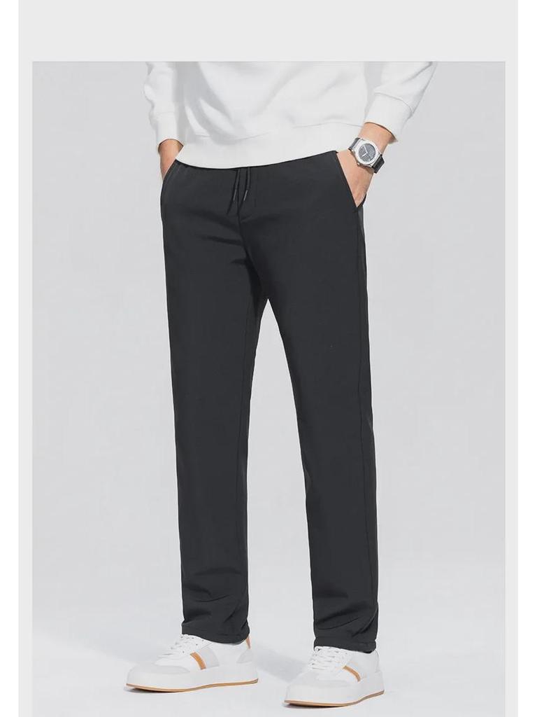 Men's Winter White Duck Down Pants - Warm, Thick, Casual Business Trousers, Elastic Waist, Straight-Fit