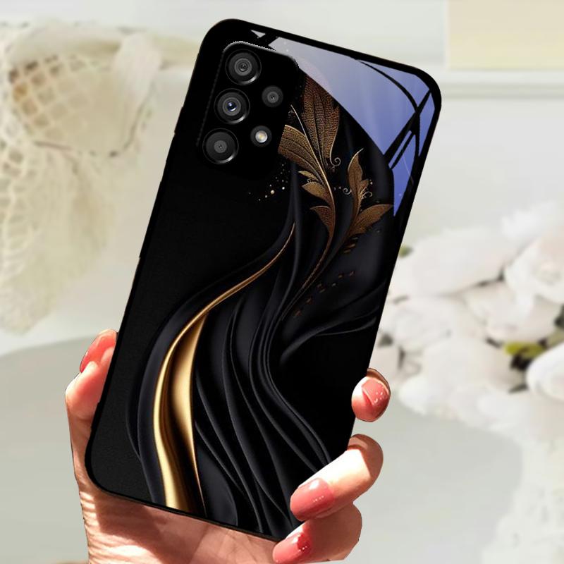 Glass Case For Samsung A13 A23 4G 5G Cartoon Tempered Glass Phone Cover For Galaxy A33 A53 A73 5G Hard PC Glass Protector Cases