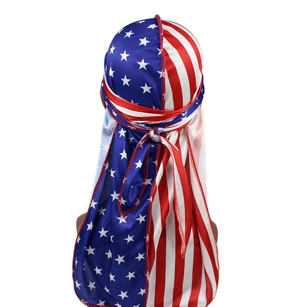 Cycling Headwraps Skull Cap Biker American Flag Printed Long Tail Pirate Hat