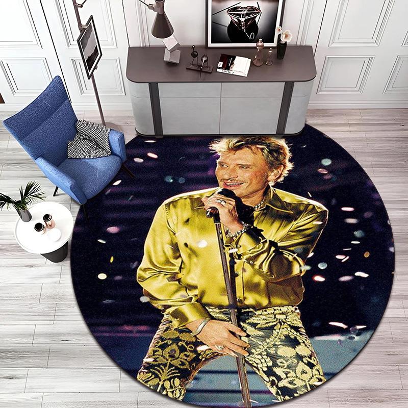 French legendary rock singer and actor Johnny Hallyday Round Carpet Soft Home Decoration Corridor Table and Chair Anti slip Outdoor Floor Mat rug H9