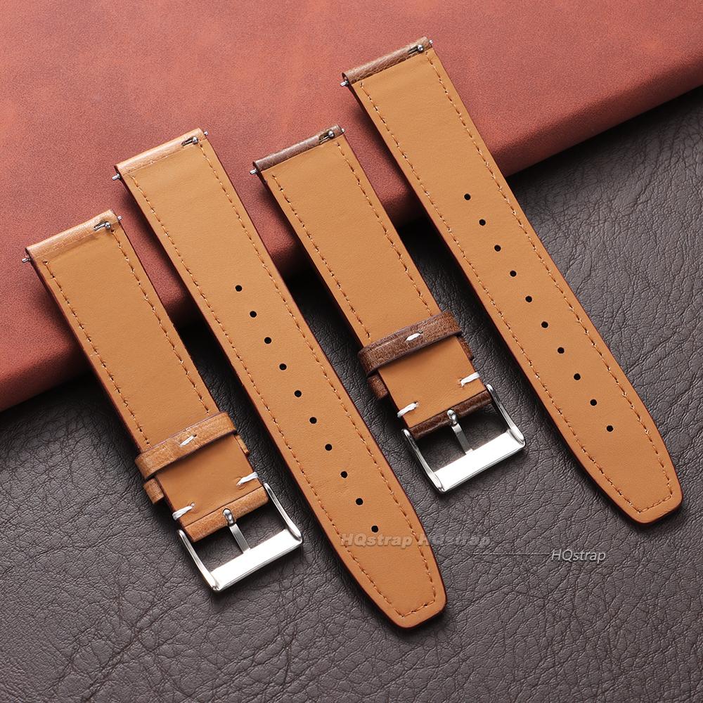 Vintage Oil Wax Leather Watch Strap 20mm 22mm Universal Cowhide Watchband Accessories Pin Buckle Men Women Waterproof Bracelet