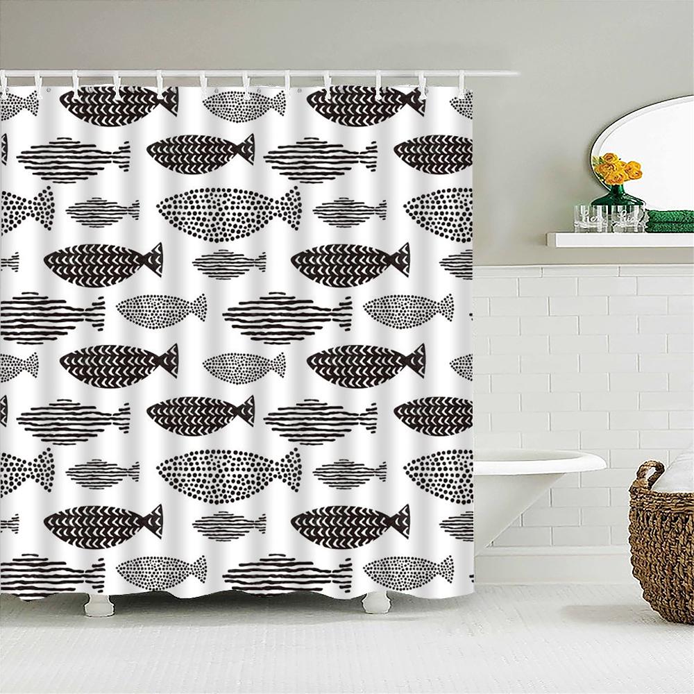 Cat Printed Shower Curtain Cartoon Animal Bath Curtains Bathroom For Bathtub Bathing Cover Shower Curtains with 12 Pcs Hooks