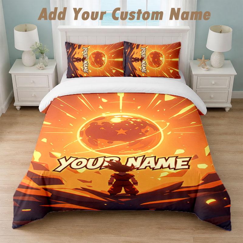 Bedding Set 1 Duvet Cover 2 Pillowcases Dragon Ball Print Soft Bed Linen Bedroom Decor