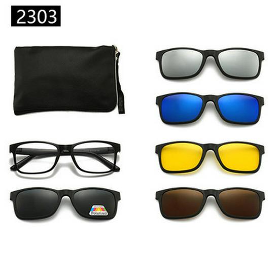 Cross-border TR90 Sunglasses Set: 1 Frame, 5 Polarized Lenses, Unisex, Trendy Driving with Pouch